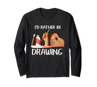 Drawing Artist I'd Rather Be Drawing Art Paint Brush Citazione Maglia a Manica
