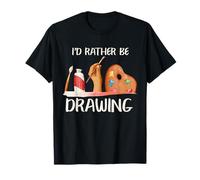Drawing Artist I'd Rather Be Drawing Art Paint Brush Citazione Maglietta