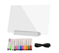 Drawing Board - RGB Illuminated Writing Pad, Large Clear Exterior with 12 Color Pens, Adjustable Flat Light, Heavy-Duty Acrylic, for Kids Children Home School Art Display