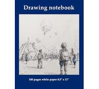 Drawing Notebook: 5x8 Blue Sketchbook with 100 Pages White Paper, Children at the Fair with Balloons
