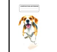 Drawing Of A Beagle Running College Ruled Composition NoteBook: Glossy Paperback Notebook: 120 Pages Size 8.5 Inches By 11 Inches