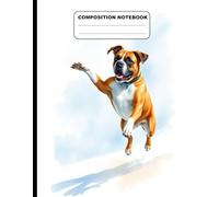 Drawing Of A Boxer Dog Jumping College Ruled Composition NoteBook: Glossy Paperback Notebook: 120 Pages Size 8.5 Inches By 11 Inches