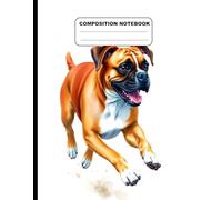 Drawing Of A Boxer Dog Running College Ruled Composition NoteBook: Glossy Paperback Notebook: 120 Pages Size 8.5 Inches By 11 Inches