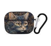Drawing of a Cat AirPod Pro Case, cover rigida antigraffio in policarbonato con portachiavi, accessorio per AirPod Pro 2°/1° custodia per donne e uomini, stile nero