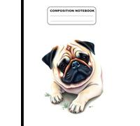 Drawing Of Pug Lying On The Ground College Ruled Composition NoteBook: Glossy Paperback Notebook: 120 Pages Size 8.5 Inches By 11 Inches