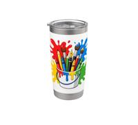 Drawing Painter Artist Brush Colourful Art Bicchiere termico in acciaio inox doppia parete