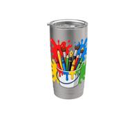 Drawing Painter Artist Brush Colourful Art Bicchiere termico in acciaio inox doppia parete