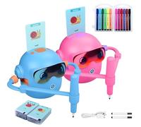 Drawing Robot For Kids - Voice Interactive Educational Drawing Machine | 100 Cards | Creative Intelligent Art Tutoring 12 Colored Pens Ricaricabile Portatile 1800mAh ABS 4.33x4.33x4.92 Inch 738g