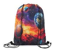 Drawstring Backpack Pianeti Dell'Universo Rosso Pieghevole Storage Bag con Cordoncino Drawstring Bag per Spiaggia Pallavolo Calcio
