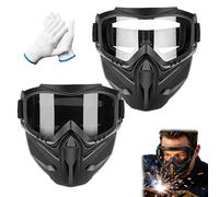 Drbrrly Maschera integrale staccabile di sicurezza, con occhiali resistenti agli urti, anti-appannamento, per paintball, saldatura, sport all'aria aperta, protezione di sicurezza