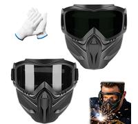 Drbrrly Maschera integrale staccabile di sicurezza, con occhiali resistenti agli urti, anti-appannamento, per paintball, saldatura, sport all'aria aperta, protezione di sicurezza