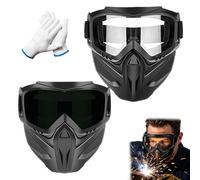Drbrrly Maschera integrale staccabile di sicurezza, con occhiali resistenti agli urti, anti-appannamento, per paintball, saldatura, sport all'aria aperta, protezione di sicurezza