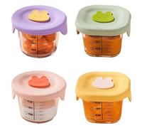 drburpily 4 pezzi 230 ml contenitori per alimenti per bambini in vetro set di 4 barattoli per bambini con coperchio in silicone anticalcare vasetti per alimenti per bambini