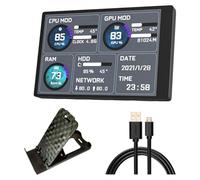 drburpily Mini display USB dinamico, schermo IPS secondario compatto e regolabile, progettato per il monitoraggio completo di CPU, GPU, RAM, HDD, display IPS secondario, schermo di
