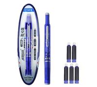 drburpily Penna stilografica Twsbi Eco con cartucce ricaricabili per una scrittura sostenibile. Penna stilografica retrattile Clictek con inchiostro blu, Blu profondo, CancellabileBlu1+5