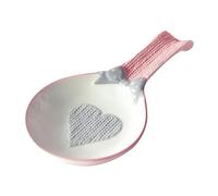 drburpily Supporto per cucchiaio in ceramica resistente, poggia cucchiaio a forma di cuore, accessorio da cucina, idea regalo per amici e familiari che amano