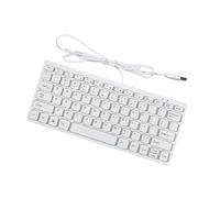 drburpily Tastiera per computer compatta professionale con 78 tasti con funzionalità silenziosa per una maggiore produttività ed efficienza. Tastiera cablata USB per, Bianco, 285x122x21mm