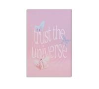 DRDPLXGU Poster su tela con scritta "Trust The Universe Good Energy", arte spirituale, farfalla rosa sfumata, decorazione per camera da letto, ufficio, camera da letto, regalo, 30 x 45 cm