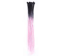 DreadLab - Estensioni all'uncinetto per dreadlocks ombre sintetici, confezione da 10 estremità singole (Nero-Rosa Transizione)