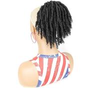 Dreadlock Curly Drawstring Ponytail, Short Clip in on Synthetic Ponytails, Hair Extensions for Women Daily Use(Black)