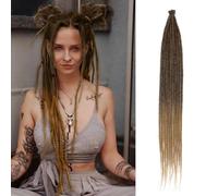 Dreadlock Extensions 24 Inch Synthetic Hippie Single Ended Dreads 10 Strands Ginger 0.6 cm Width Loc Extensions Reggae Style Crochet Hair for Women (4/27, SE 10 Strands)