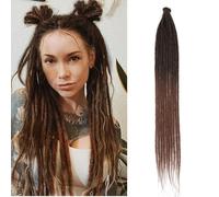 Dreadlock Extensions 24 Inch Synthetic Hippie Single Ended Dreads 10 Strands Ginger 0.6 cm Width Loc Extensions Reggae Style Crochet Hair for Women (1B/30, SE 10 Strands)