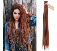 Dreadlock Extensions 24 Inch Synthetic Hippie Single Ended Dreads 10 Strands Ginger 0.6 cm Width Loc Extensions Reggae Style Crochet Hair for Women (350, SE 10 Strands)
