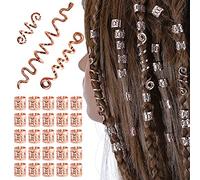 Dreadlock Perline Regolabile Perline a Treccia Capelli Anelli Capelli Treccia Metallo Polsini Per Capelli Dreadlock Accessori Spirali Per Capelli Bobine Per Treccia Per Uomini Donne -28pcs (oro rosa)