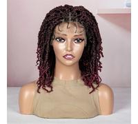 Dreadlocks Sintetici Parrucche Intrecciate Senza Nodi Parrucca Frontale In Pizzo Per Donne Nere Corte 14 Pollici
