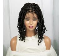 Dreadlocks Sintetici Parrucche Intrecciate Senza Nodi Parrucca Frontale In Pizzo Per Donne Nere Corte 14 Pollici