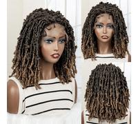Dreadlocks Sintetici Parrucche Intrecciate Senza Nodi Parrucca Frontale In Pizzo Per Donne Nere Parrucche Intrecciate Corte Da 16 Pollici