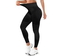 Dreaku Leggins Anticellulite Donna, Leggings Sportivi Lunghi Compressione Push Up Glutei, Vita Alta Opachi Yoga Pilates Fitness (IT, Testo, XL, Regular, Regular, Nero)