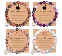 Dreaku Regalo per la scuola - Bracciale da donna personalizzato in pietra naturale con grazia maestressa carta, regalo per padrona di scuola fine anno, regalo di noel donna (insegnante, madre, amica)