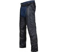 Dream Apparel, Gambali in Pelle Nera da Motociclista per Uomo e Donna con Fodera con Cerniera, Pantaloni da Cowboy da Motociclista con Quattro Tasche, Nero, M