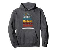Dream Beliem Raggiungi Un Successo ispiratore in Montagna Felpa con Cappuccio, Unisex per Adulti, Grigio Scuro, M