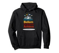 Dream Beliem Raggiungi Un Successo ispiratore in Montagna Felpa con Cappuccio, Unisex per Adulti, Nero, XL