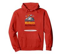 Dream Beliem Raggiungi Un Successo ispiratore in Montagna Felpa con Cappuccio, Unisex per Adulti, Rosso, L