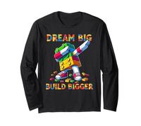 Dream Big Build Bigger Funny Blocks Bricks Master Builder Maglia a Manica