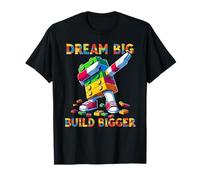 Dream Big Build Bigger Funny Blocks Bricks Master Builder Maglietta