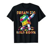 Dream Big Build Bigger Funny Master Builder Dabbing Maglietta