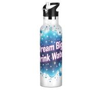 Dream Big Drink - Borraccia riutilizzabile a tenuta stagna e senza BPA, con manico, per acqua calda e fredda, a doppia parete, per sport, palestra, viaggi, scuola