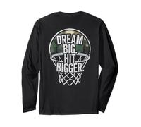 Dream Big Hit Bigger Basket Hustle Grind Atleta INDIETRO Maglia a Manica