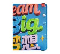 Dream Big Slogan Star Blue Leather decorativo portafoglio da viaggio da donna porta passaporto custodia vaccino custodia protettiva custodia porta passaporto custodia ultra sottile, Dream Big Slogan
