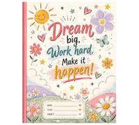 Dream Big, Work Hard, Make It Happen!: Cute Aesthetic Grid Notebook for Girls | Pastel Motivational Journal for School, Notes & Creativity | 8.5 x 11 in, 100 Pages