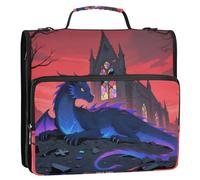 Dream Castle Dragon - Raccoglitore con 3 anelli con cerniera, con tracolla, facile da trasportare, organizer per documenti per scuola/ufficio