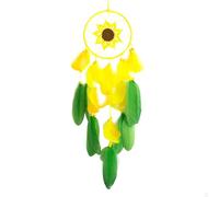 Dream Catcher Handmade Crochet Sunflower Wind Chimes Bohemian Kids Room Wall Hanging Decor Festival Party Gifts Home Accessory High-end Feather Chime Pendant Children's Decoration Baby Crib Bell