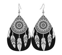 Dream-Catcher Mandala Feather Design Orecchini Divertenti Orecchini In Pelle Penzolare Pendenti Per Decorazioni Carnevale