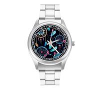 Dream-Catcher Orologio da polso al quarzo personalizzato in acciaio inossidabile con numeri arabi per uomo donna