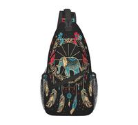 Dream Catcher With Elephant Unisex Borsa A Spalla Leggera Sling Bag Piccolo Zaino Monospalla Per Outdoor Viaggio Escursionismo