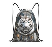 Dream Catchers with White Tiger's Face Borsa con Cordoncino Sacca con Cordoncino Pieghevole Regolabile Borsa Sportiva per All'Aperto Yoga Vacanze 36X42Cm